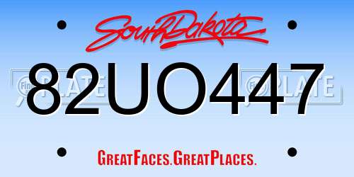 82UO447 South Dakota License Plate