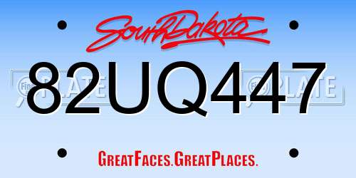 82UQ447 South Dakota License Plate
