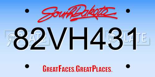 82VH431 South Dakota License Plate