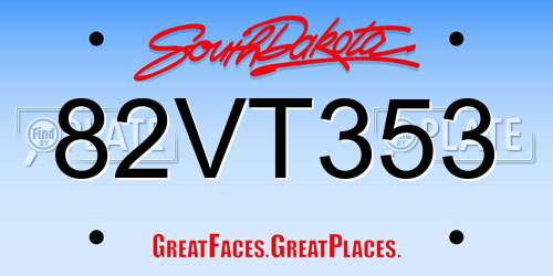 82VT353 South Dakota License Plate