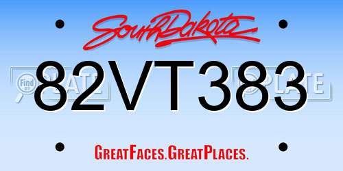82VT383 South Dakota License Plate