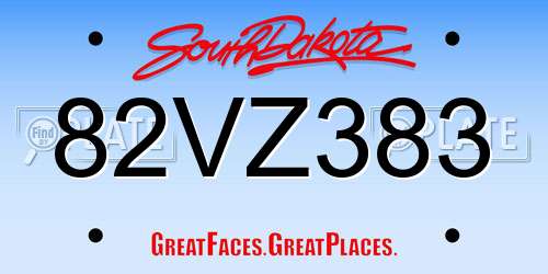 82VZ383 South Dakota License Plate