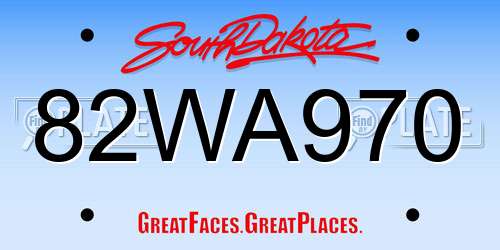 82WA970 South Dakota License Plate
