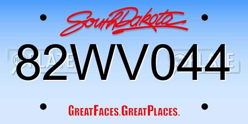 82WV044 South Dakota License Plate