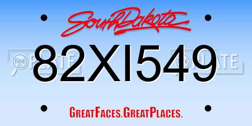 82XI549 South Dakota License Plate