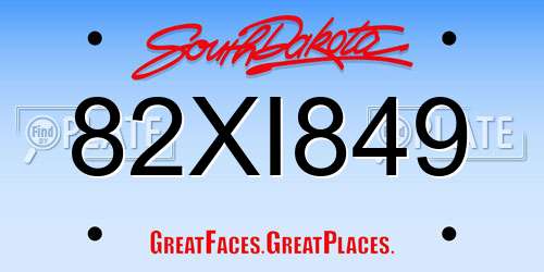 82XI849 South Dakota License Plate