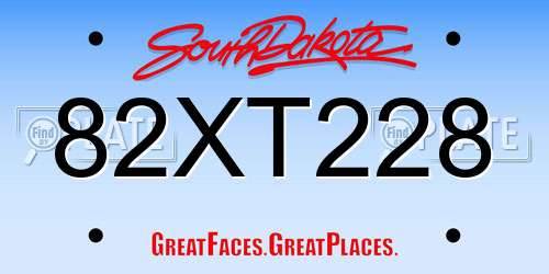 82XT228 South Dakota License Plate