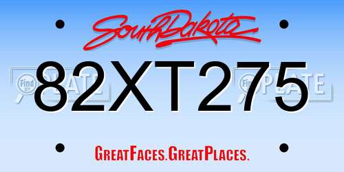 82XT275 South Dakota License Plate