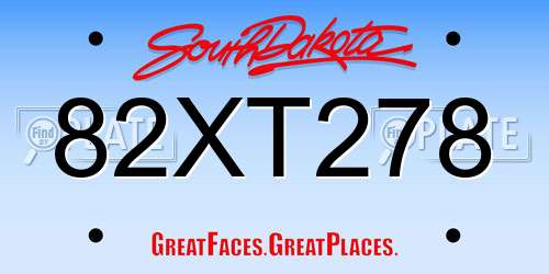 82XT278 South Dakota License Plate