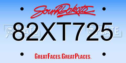 82XT725 South Dakota License Plate