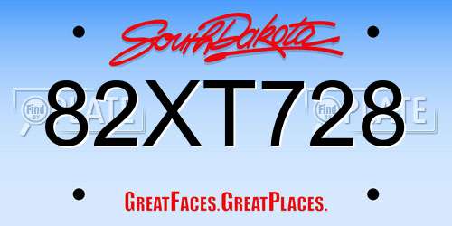 82XT728 South Dakota License Plate