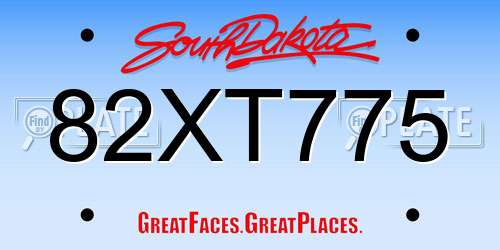 82XT775 South Dakota License Plate