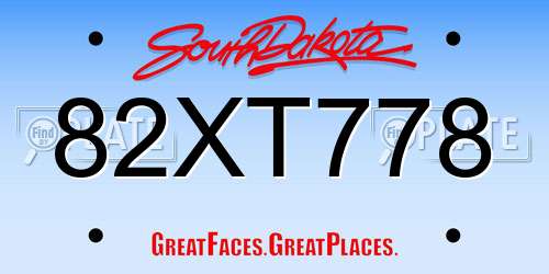 82XT778 South Dakota License Plate