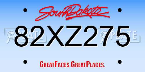 82XZ275 South Dakota License Plate