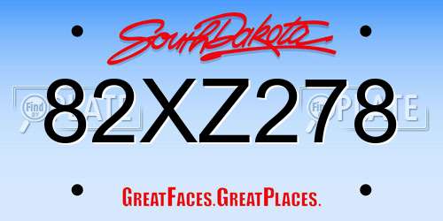 82XZ278 South Dakota License Plate