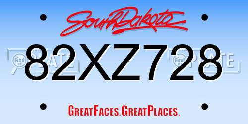 82XZ728 South Dakota License Plate