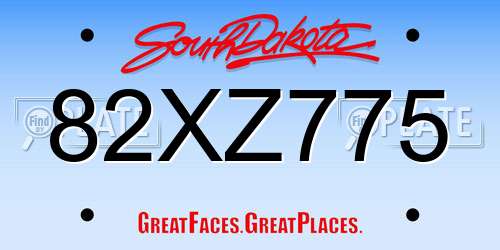 82XZ775 South Dakota License Plate