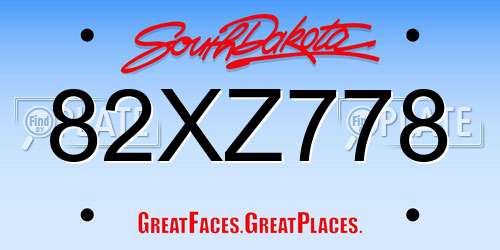 82XZ778 South Dakota License Plate