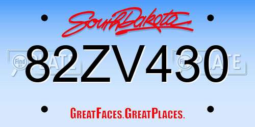 82ZV430 South Dakota License Plate