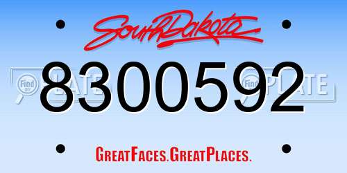 8300592 South Dakota License Plate
