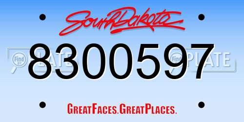 8300597 South Dakota License Plate