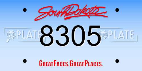 8305 South Dakota License Plate