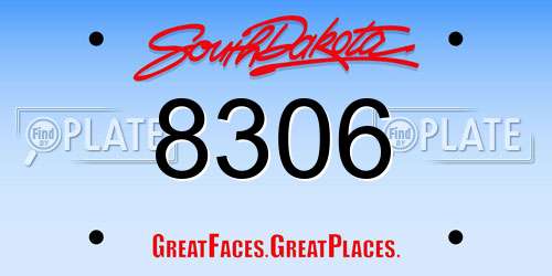 8306 South Dakota License Plate