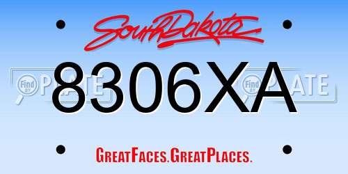 8306XA South Dakota License Plate