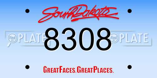 8308 South Dakota License Plate