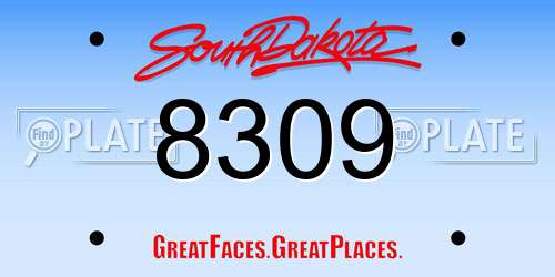 8309 South Dakota License Plate