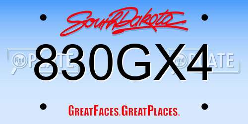 830GX4 South Dakota License Plate