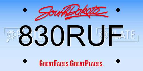 830RUF South Dakota License Plate