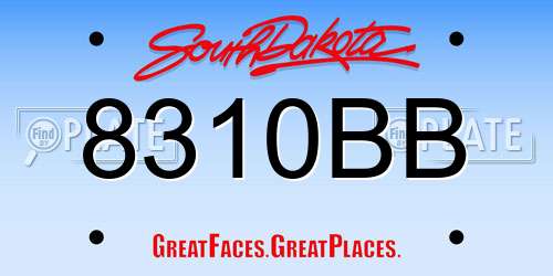 8310BB South Dakota License Plate
