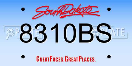 8310BS South Dakota License Plate