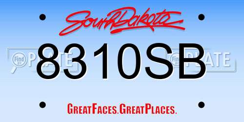 8310SB South Dakota License Plate