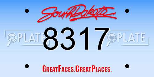 8317 South Dakota License Plate