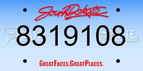 8319108 South Dakota License Plate