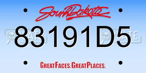 83191D5 South Dakota License Plate