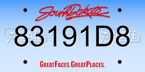 83191D8 South Dakota License Plate