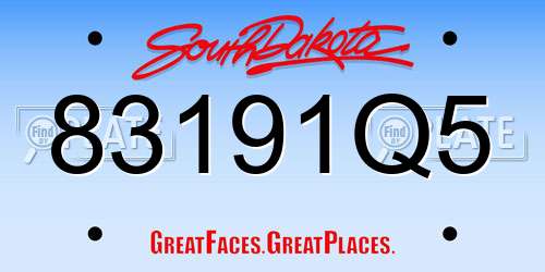 83191Q5 South Dakota License Plate