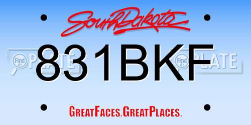 831BKF South Dakota License Plate