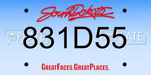 831D55 South Dakota License Plate