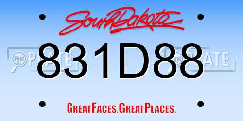 831D88 South Dakota License Plate