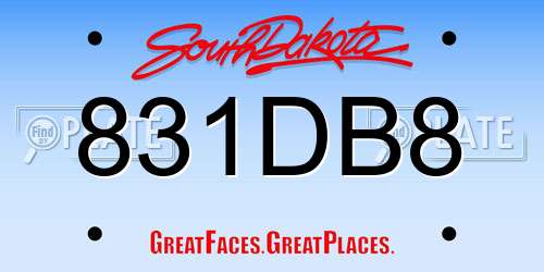 831DB8 South Dakota License Plate