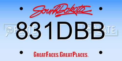 831DBB South Dakota License Plate