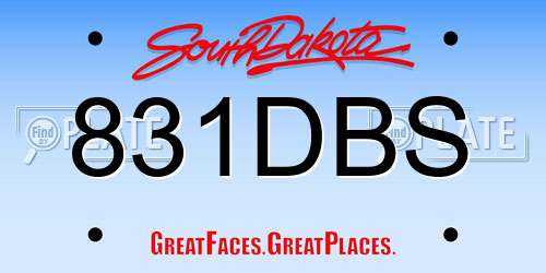 831DBS South Dakota License Plate