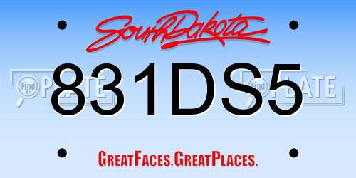 831DS5 South Dakota License Plate