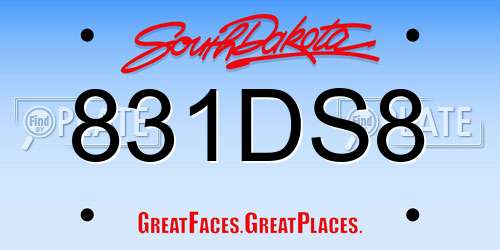 831DS8 South Dakota License Plate