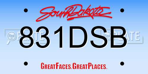 831DSB South Dakota License Plate