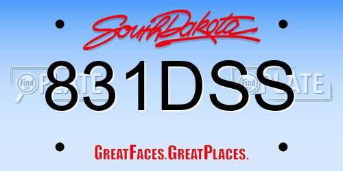 831DSS South Dakota License Plate